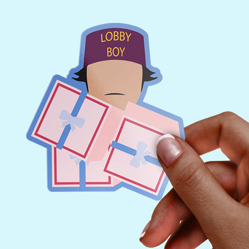 Lobby Boy Premium Vinyl Sticker, The Grand Budapest Hotel Wes Anderson-Inspired Laptop Decal